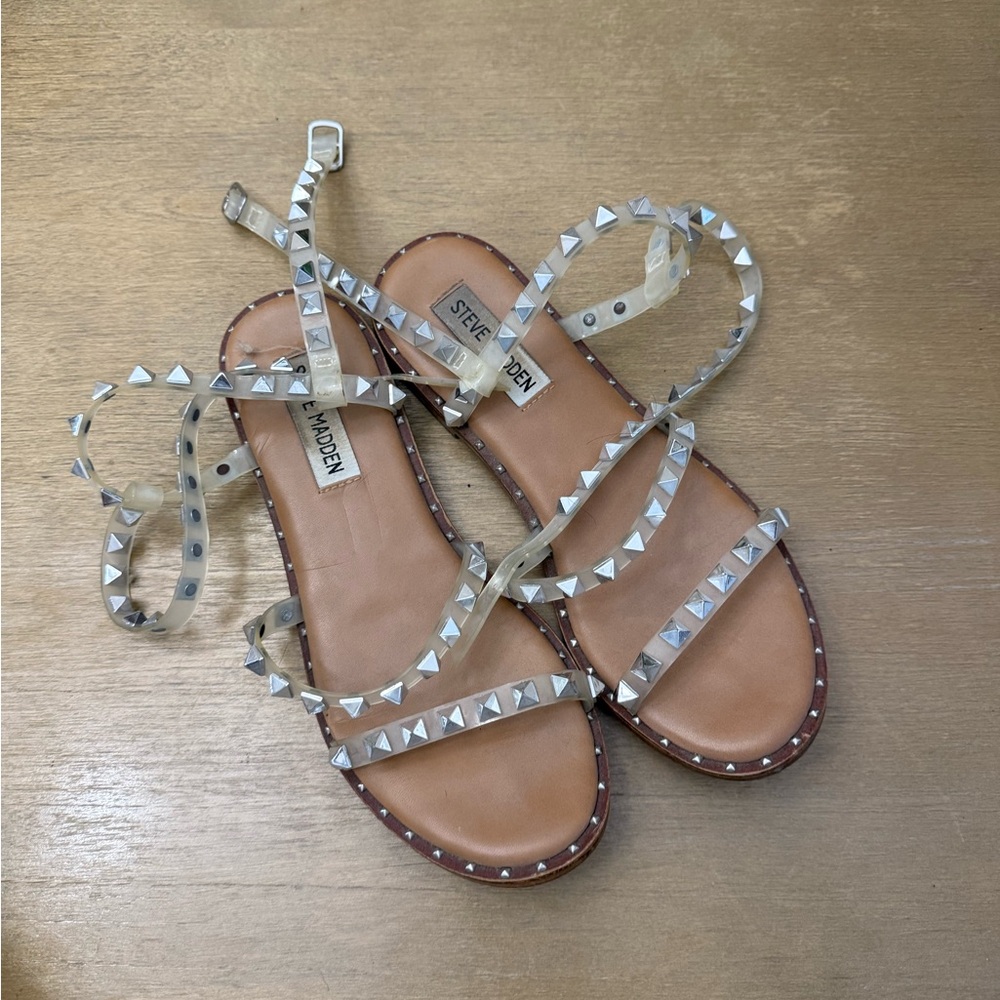 Steve Madden Women's Tan Sandals with Silver Studs